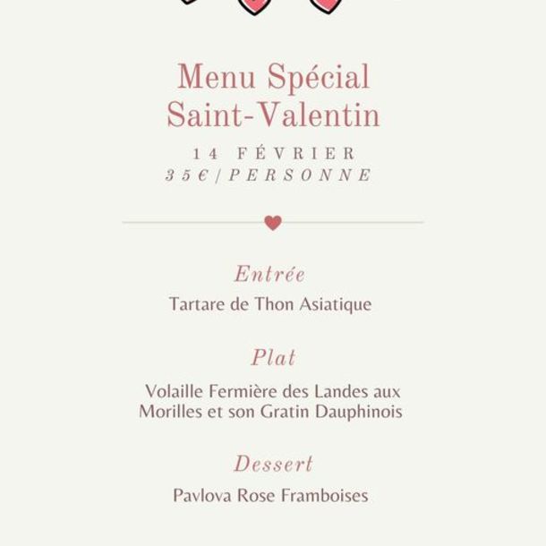 Menu Saint-Valentin - La Cabane du Sud